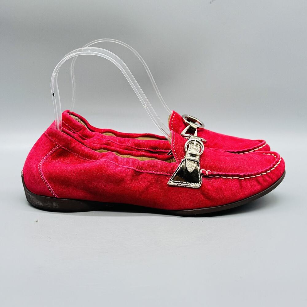 AGL Shoes Womens 6 Pink Suede Driving Bit Loafer Ballet Flats Moccasin Slip On